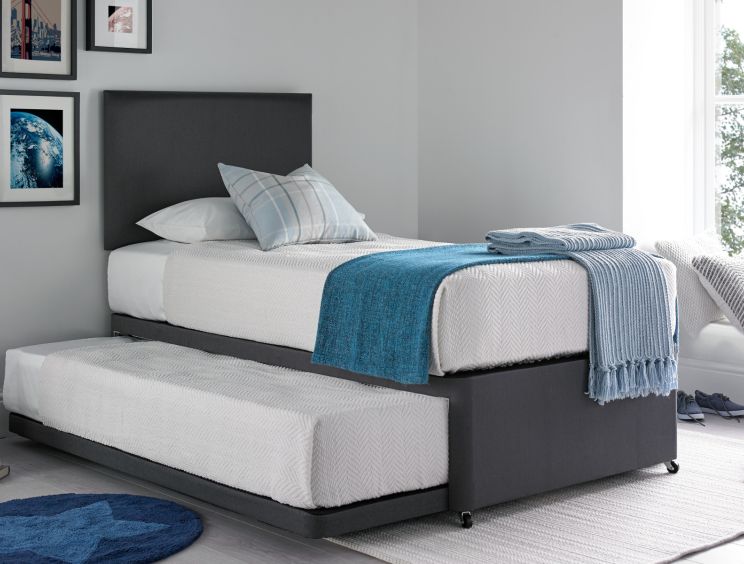 Cheltenham Deluxe Grey Upholstered Guest Bed Including Mattresses