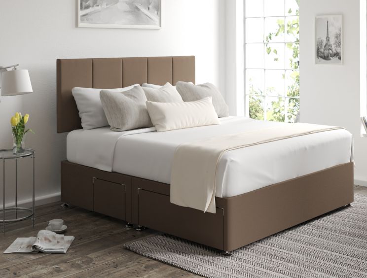 Hannah Classic 4 Drw Continental Gatsby Taupe Headboard and Base Only