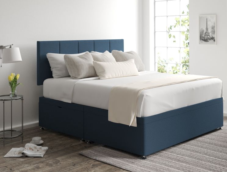 Hannah Ottoman Double Arran Cyan Headboard & Base