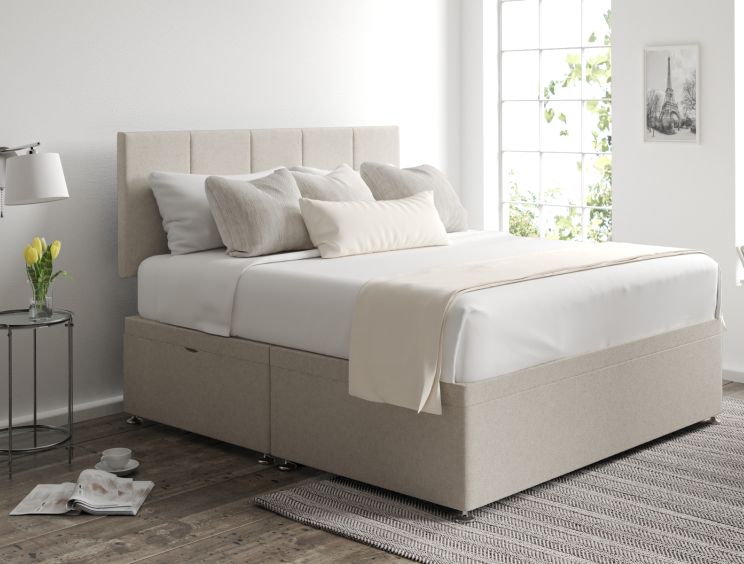 Hannah Ottoman Compact Double Trebla Flax Headboard & Base