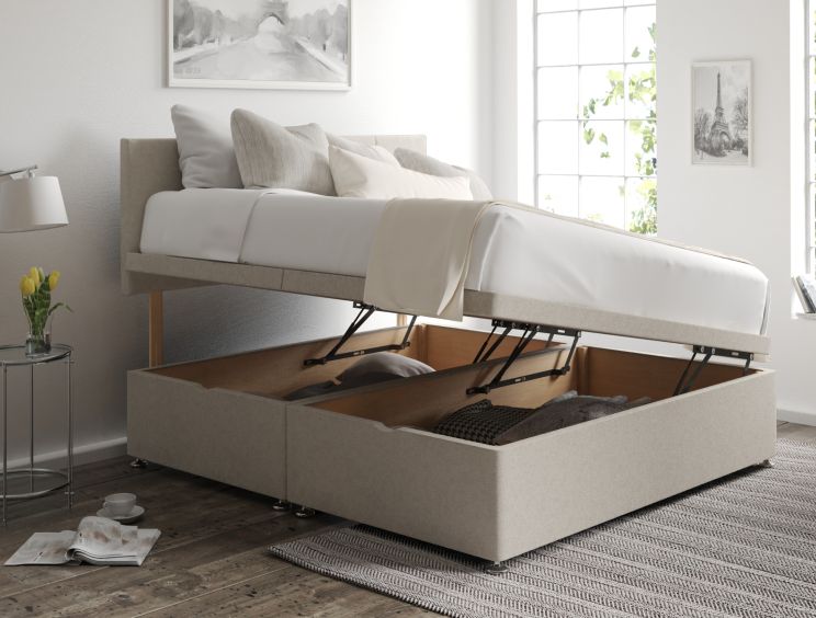 Hannah Ottoman Compact Double Trebla Flax Headboard & Base