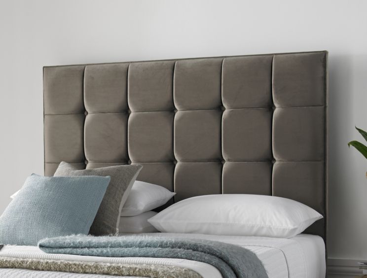 Harbour Velvet Silver Floor Standing Double Headboard