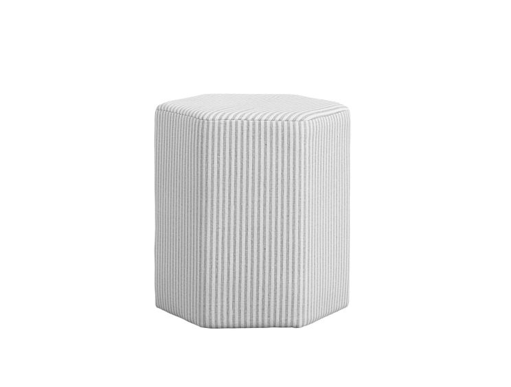 Dunwich Grey Upholstered Striped Stool