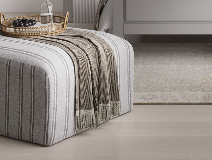 Dunwich Grey Upholstered Striped Stool