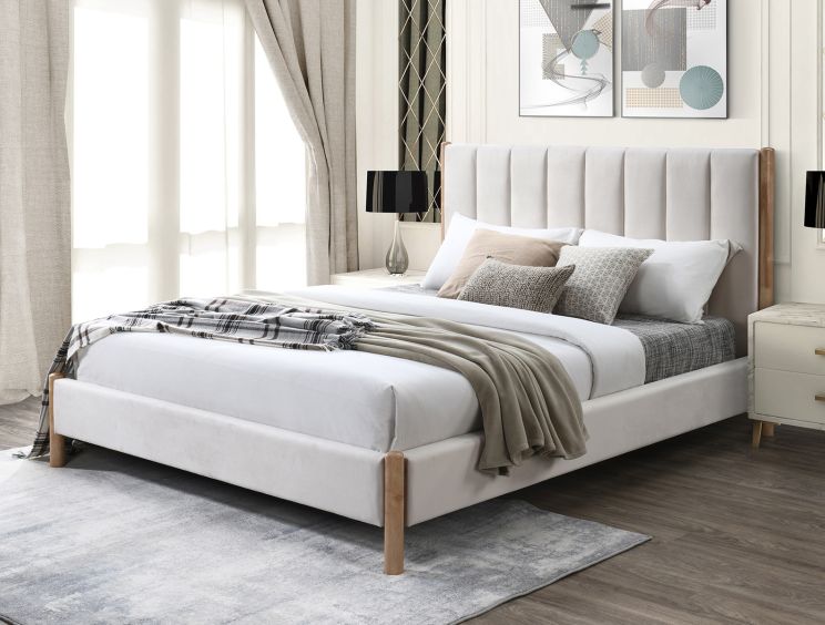 Harper Upholstered Beige Natural Bed Frame