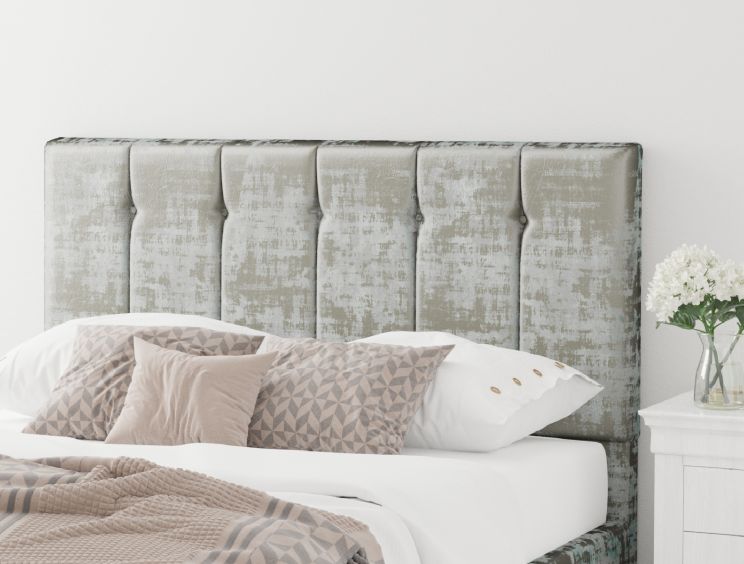 Hemsley Ottoman Distressed Velvet Platinum Bed Frame Only