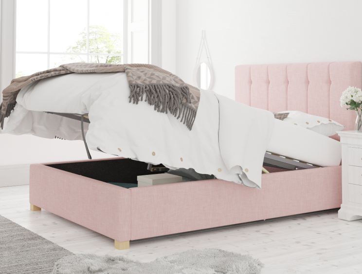 Hemsley Ottoman Pastel Cotton Tea Rose King Size Bed Frame Only