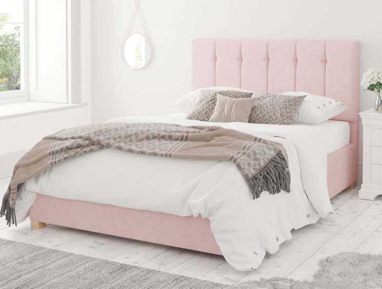 Hemsley Ottoman Pastel Cotton Tea Rose Compact Double Bed Frame Only