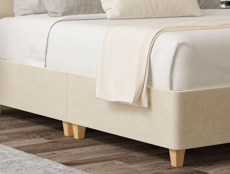 Henley Naples Cream Upholstered Single Headboard and Shallow Base On Legs