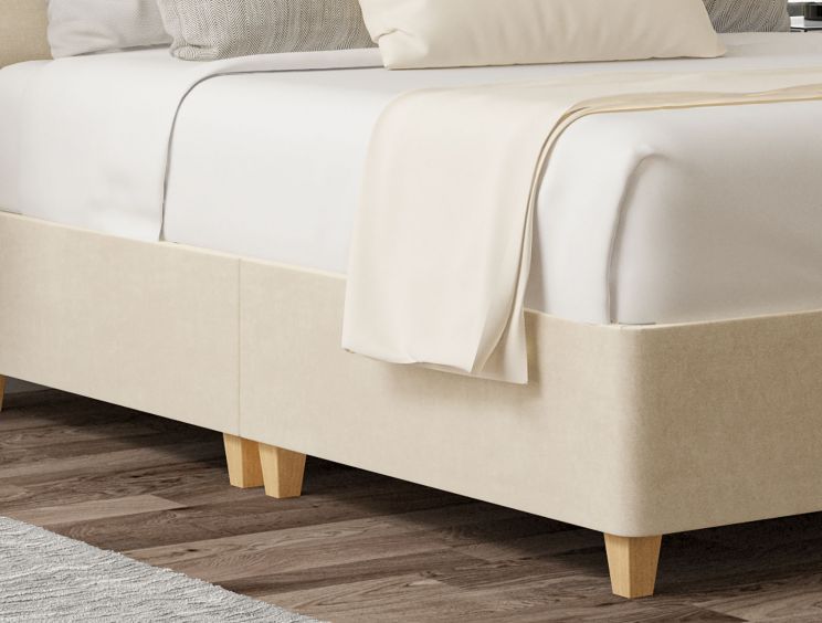 Henley Naples Cream Upholstered Double Headboard and Shallow Base On Legs