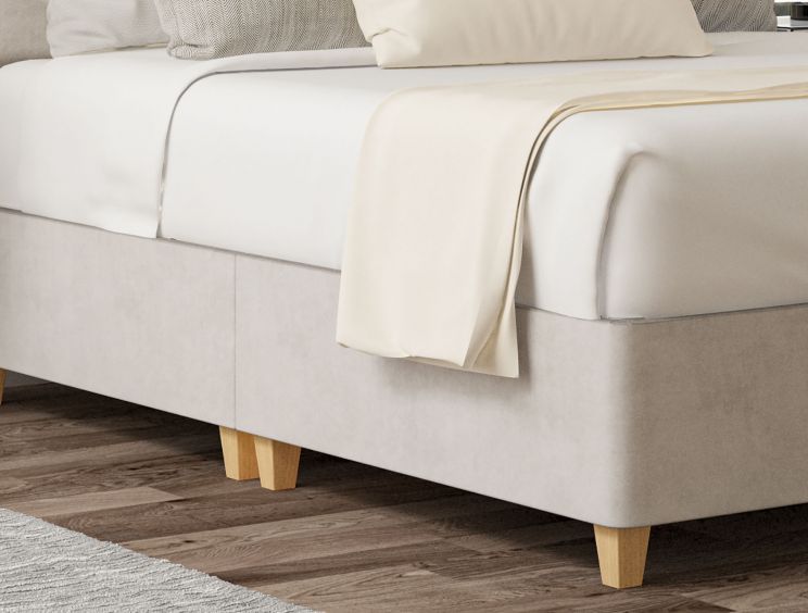Henley Plush Silver Upholstered Compact Double Headboard and Shallow Base On Legs