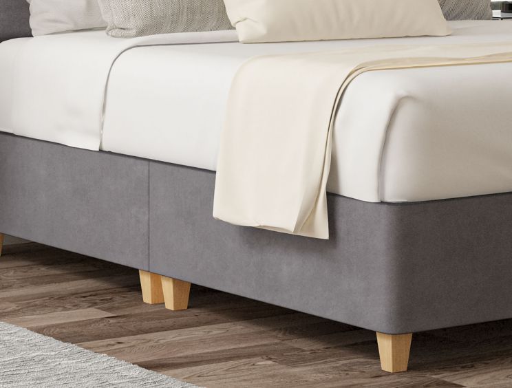 Henley Plush Steel Upholstered Single Headboard and Shallow Base On Legs