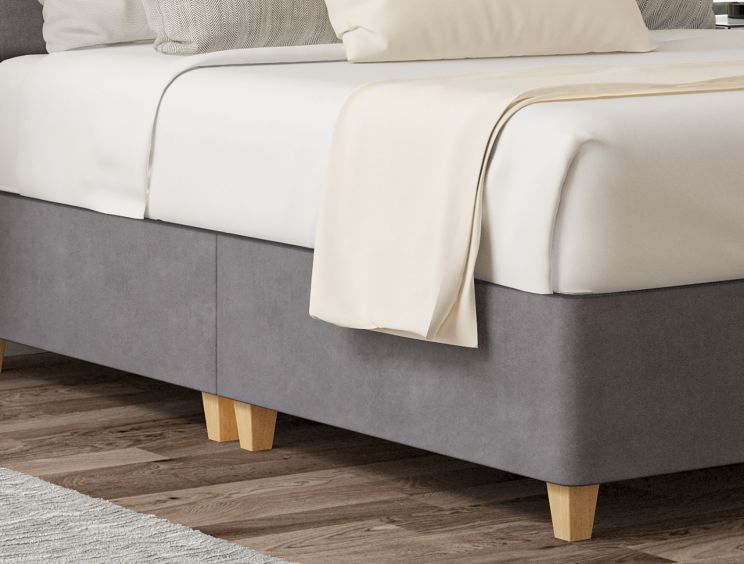 Henley Plush Steel Upholstered Single Headboard and Shallow Base On Legs