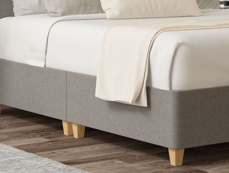 Henley Siera Silver Upholstered Compact Double Headboard and Shallow Base On Legs