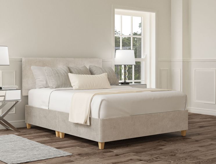Henley Verona Silver Upholstered Double Headboard and Shallow Base On Legs