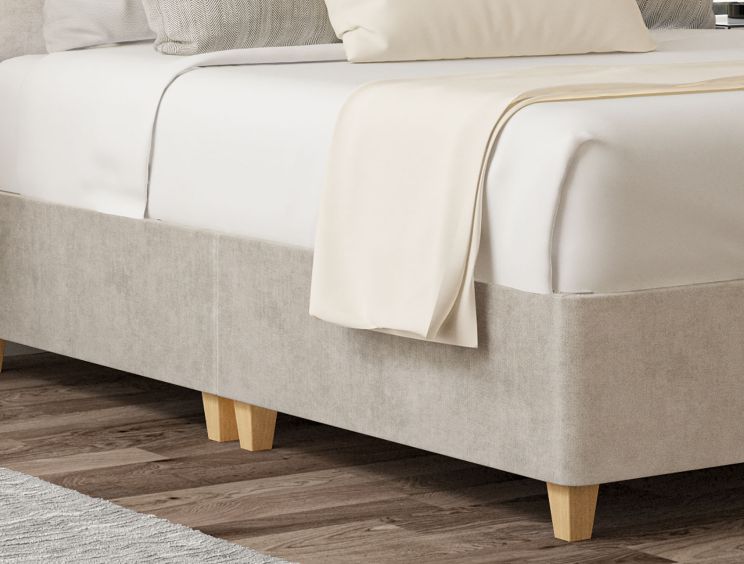 Henley Verona Silver Upholstered Compact Double Headboard and Shallow Base On Legs