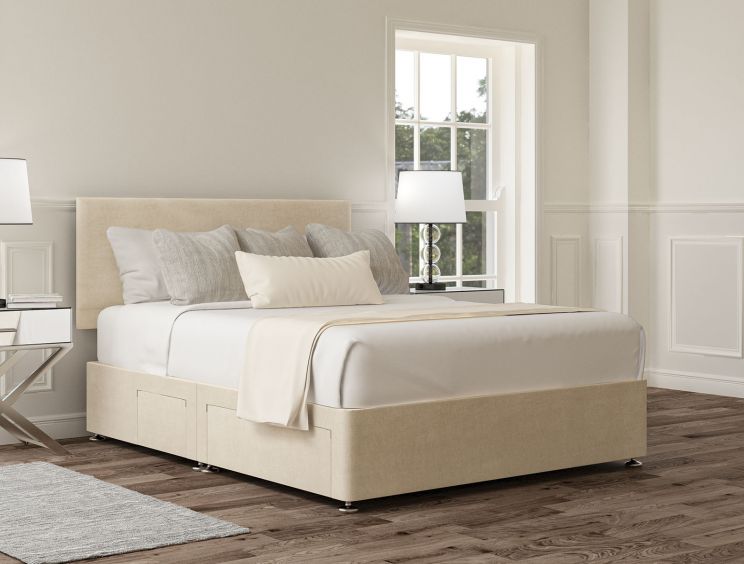 Henley Naples Cream Upholstered Double Headboard and Continental 2+2 Drawer Base