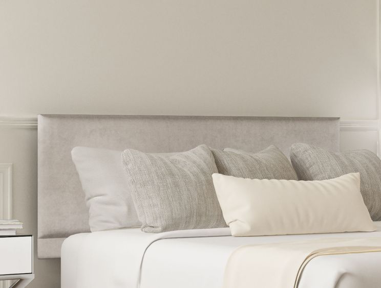 Henley Plush Silver Upholstered Single Headboard and Non-Storage Base