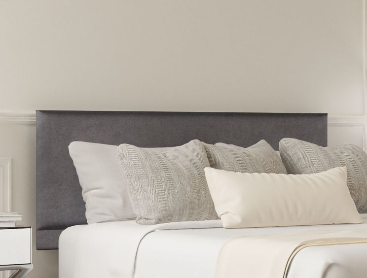 Henley Plush Steel Upholstered Super King Size Headboard and Shallow Base On Legs