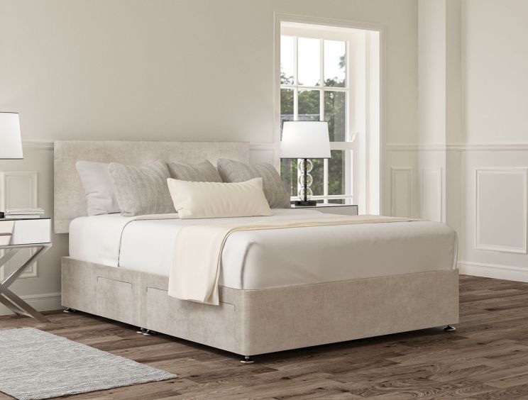 Henley Verona Silver Upholstered Super King Size Headboard and Continental 2+2 Drawer Base