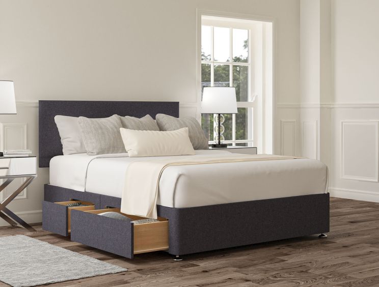 Henley Siera Denim Upholstered Double Headboard and Continental 2+2 Drawer Base