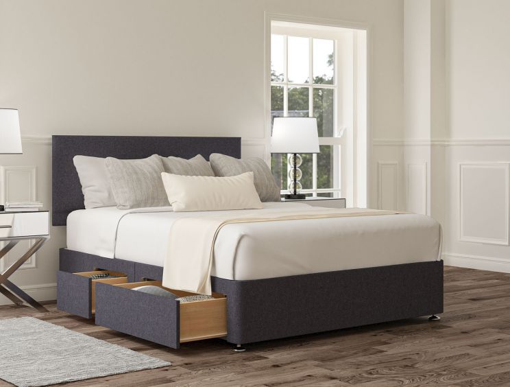 Henley Siera Denim Upholstered King Size Headboard and Continental 2+2 Drawer Base