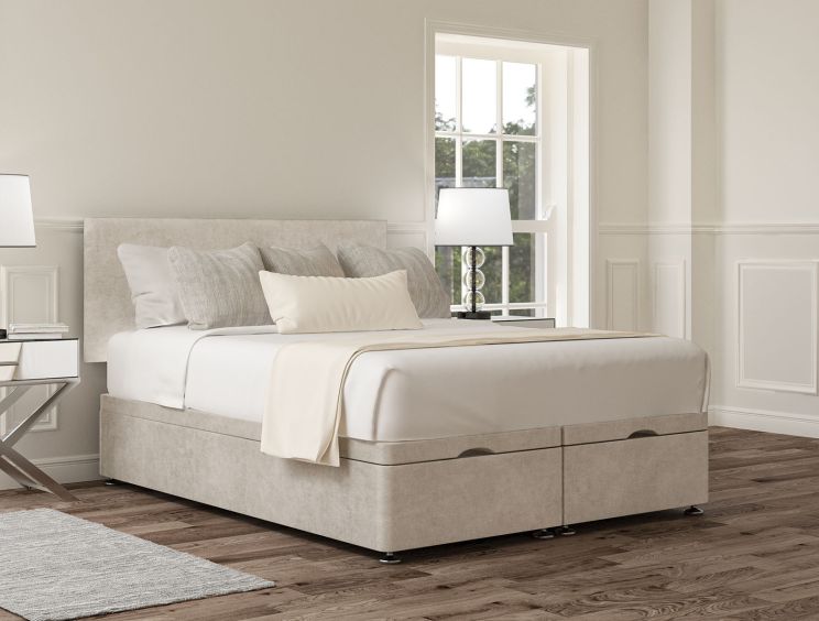 Henley Verona Silver Upholstered Single Headboard and end Lift Ottoman Base