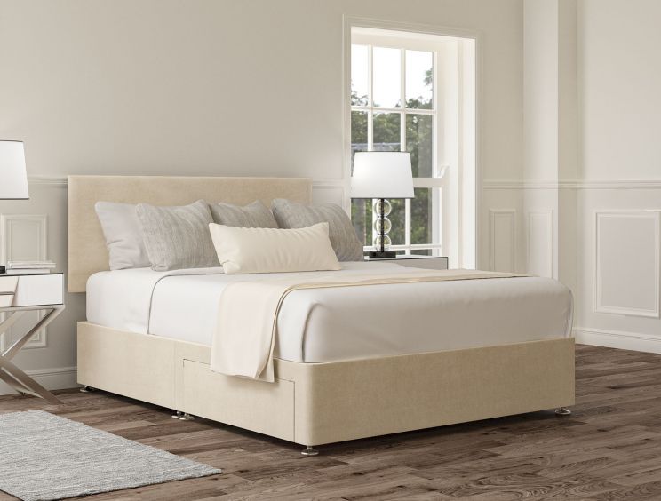Henley Naples Cream Upholstered Compact Double Headboard and 2 Drawer Base