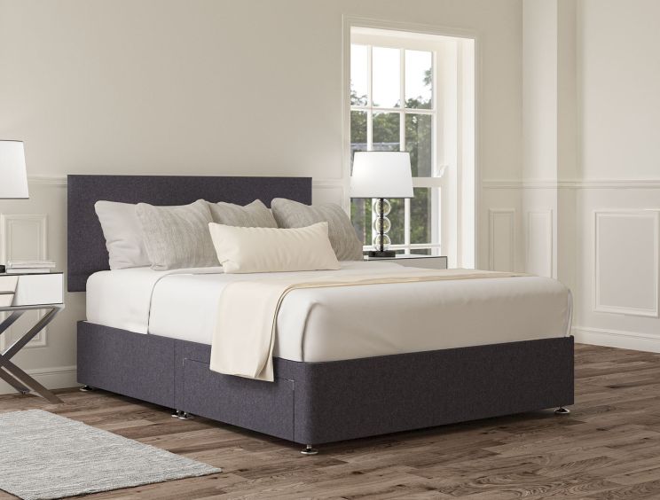 Henley Siera Denim Upholstered Double Headboard and 2 Drawer Base