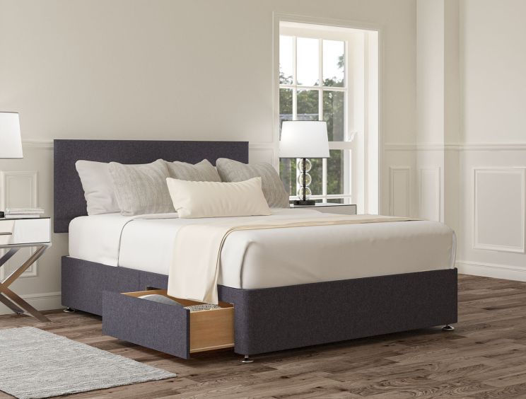 Henley Siera Denim Upholstered Double Headboard and 2 Drawer Base