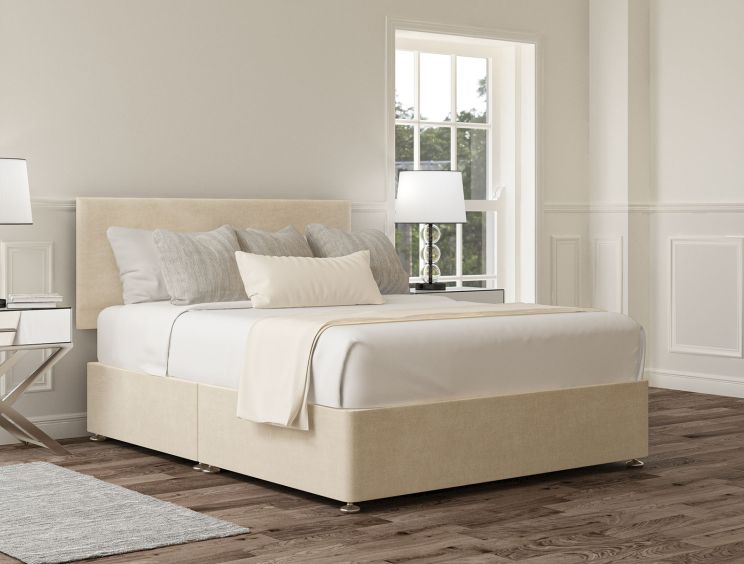 Henley Naples Cream Upholstered Compact Double Headboard and Non-Storage Base