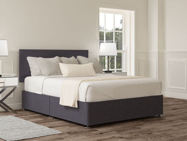 Henley Siera Denim Upholstered Compact Double Headboard and Non-Storage Base