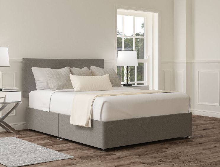 Henley Siera Silver Upholstered Compact Double Headboard and Non-Storage Base