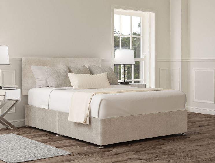 Henley Verona Silver Upholstered Compact Double Headboard and Non-Storage Base