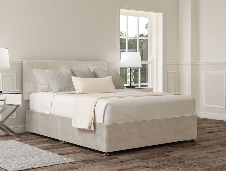 Henley Verona Silver Upholstered Double Headboard and Non-Storage Base