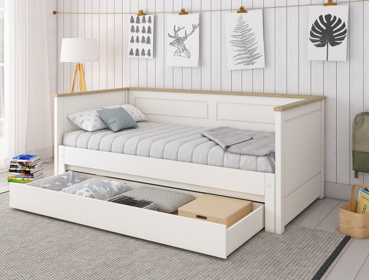 Heritage White Day Bed With Drawer & Guest Bed