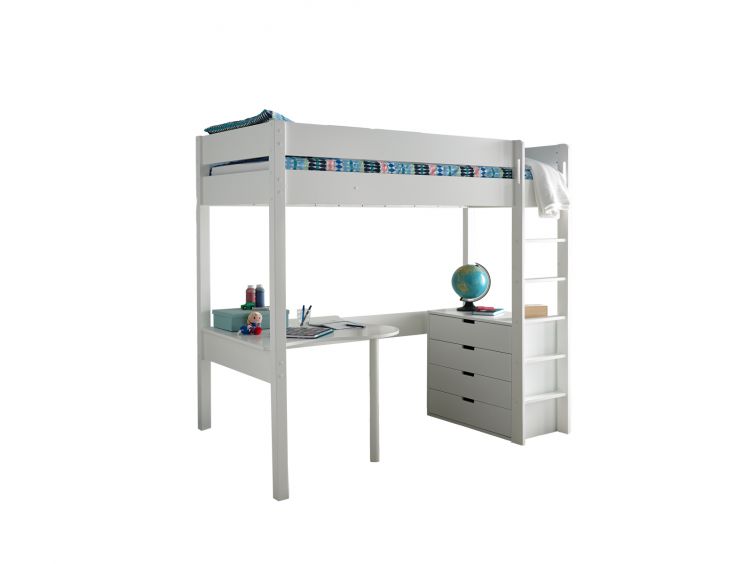 Modena High Sleeper Bed Frame Including Desk & 4 Drawer Chest