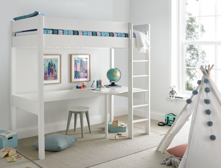 Modena High Sleeper Bed Frame Including Desk