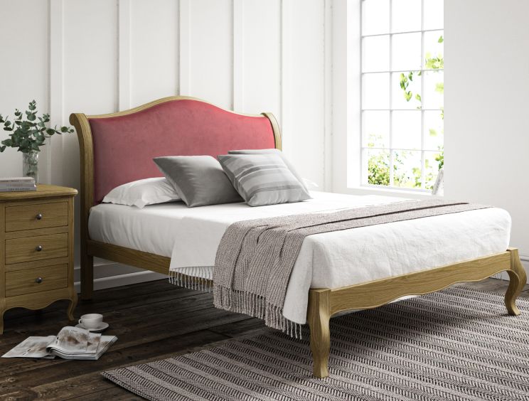 Lyon Hugo Clover Upholstered Oak Bed Frame - LFE - Double Bed Frame Only