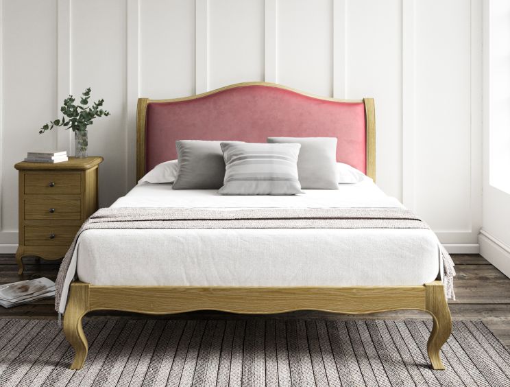 Lyon Hugo Clover Upholstered Oak Bed Frame - LFE - Double Bed Frame Only