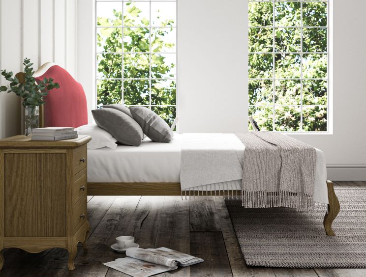 Lyon Hugo Clover Upholstered Oak Bed Frame - LFE - King Size Bed Frame Only
