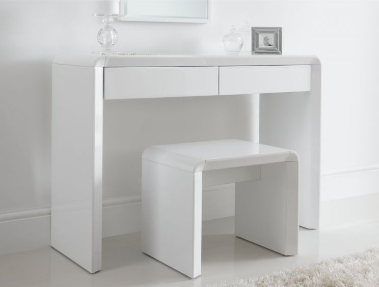 Ice High Gloss Dressing Table Only - White - 2 Drawer
