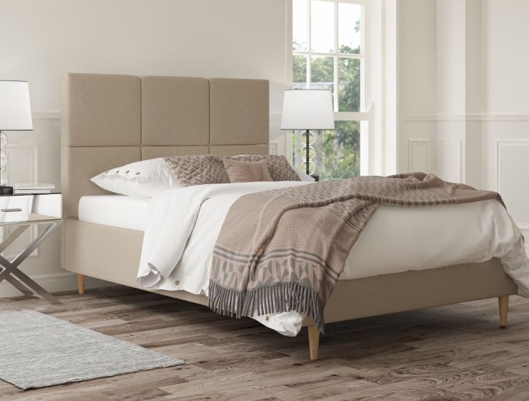 Lauren Upholstered Arran Natural Double Bed Frame With Beech Feet Only