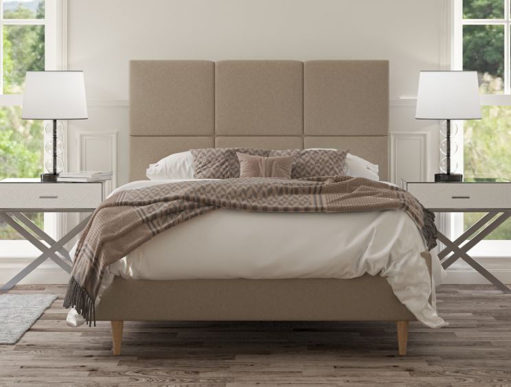 Lauren Upholstered Arran Natural Compact Double Bed Frame With Beech Feet Only