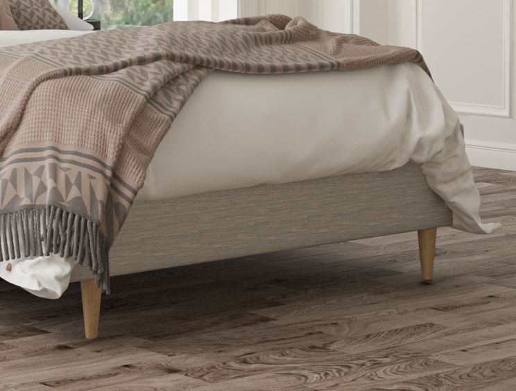 Lauren Upholstered Linea Fog Bed Frame With Beech Feet