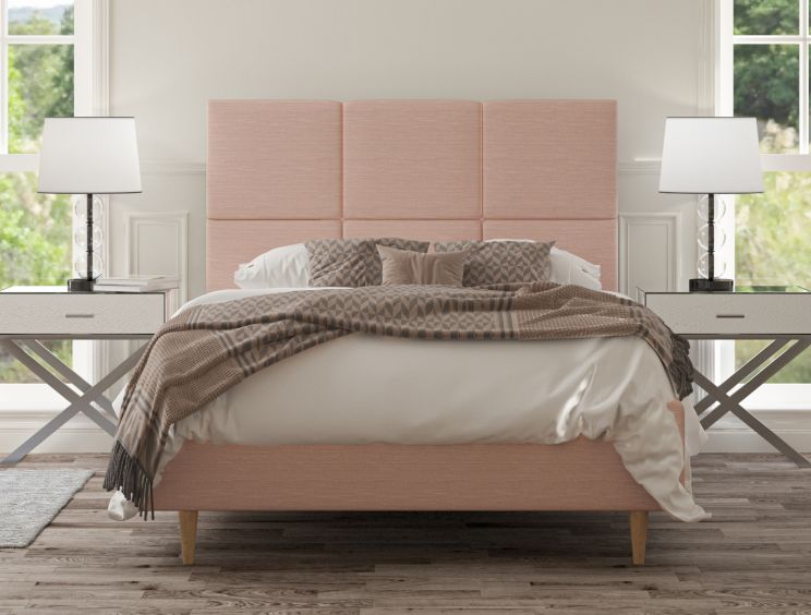 Lauren Upholstered Linea Powder Compact Double Bed Frame With Beech Feet Only