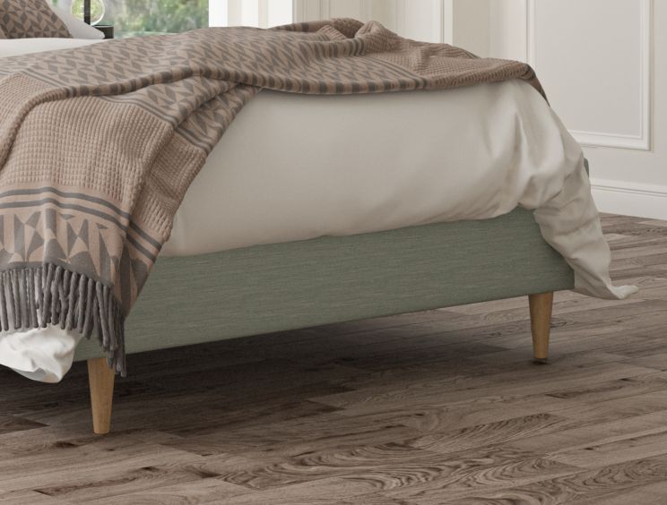 Lauren Upholstered Linea SeaBlue Double Bed Frame With Beech Feet Only