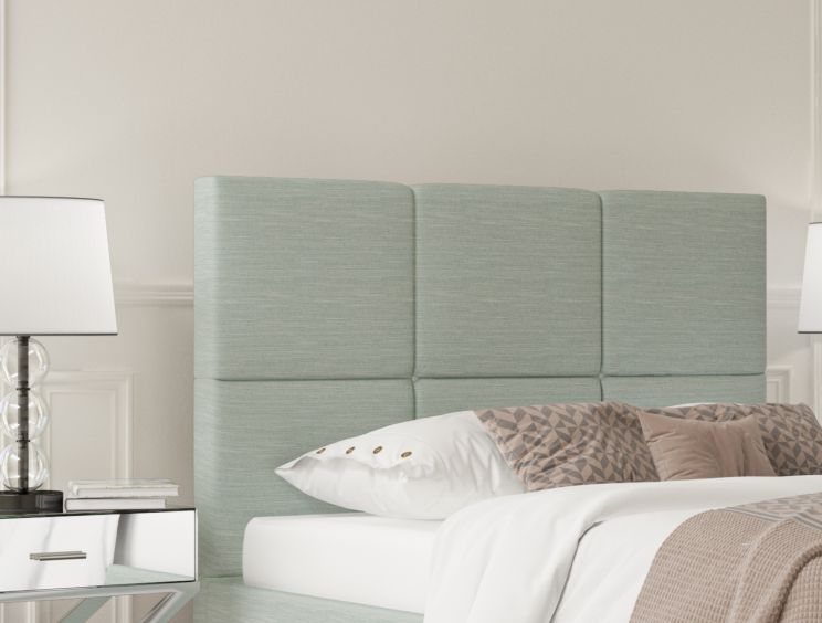Lauren Upholstered Linea SeaBlue Compact Double Bed Frame With Beech Feet Only