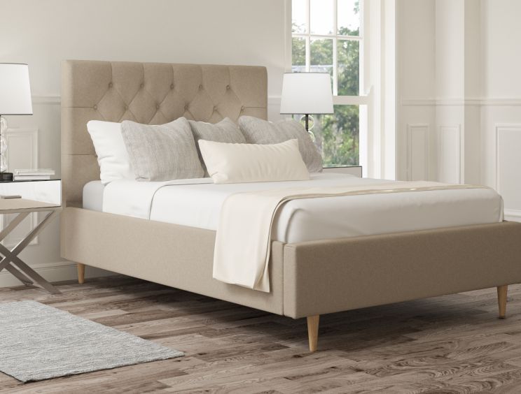 Esther Upholstered Arran Natural Double Bed Frame With Beech Feet Only