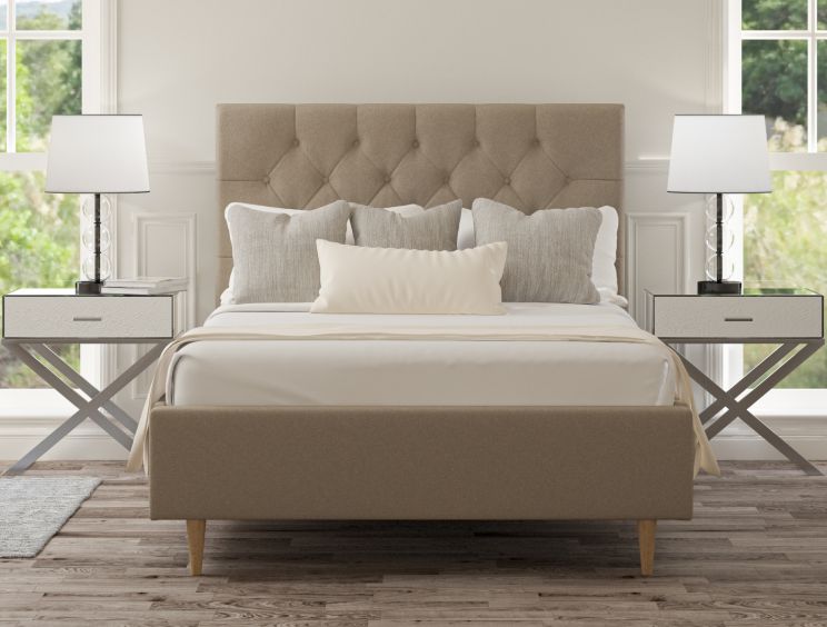 Esther Upholstered Arran Natural Double Bed Frame With Beech Feet Only
